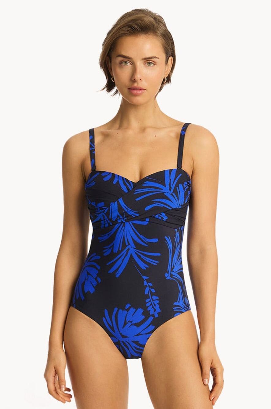 Sea Level Tradewind Twist Front Bandeau One Piece Swimsuit Night Sky Size 8